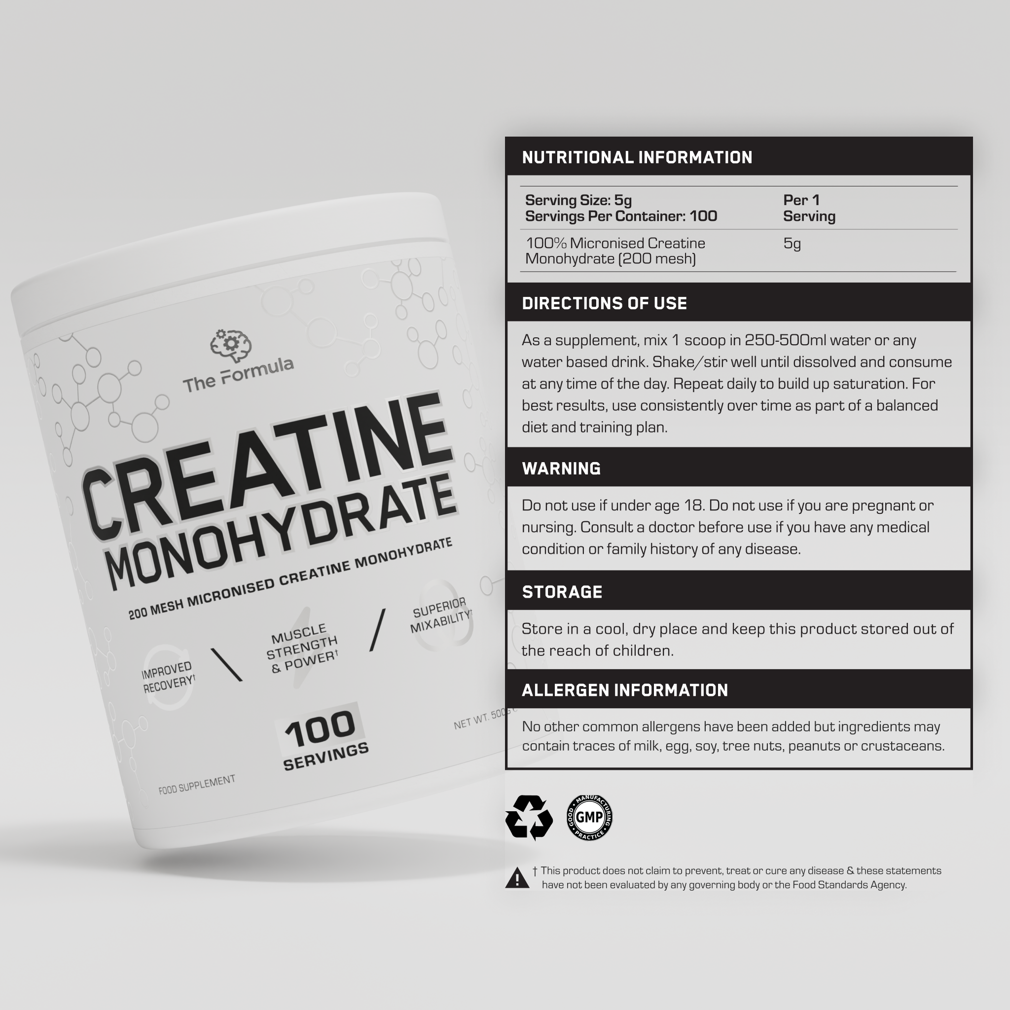 Creatine Monohydrate (100% Micronised, Unflavoured)
