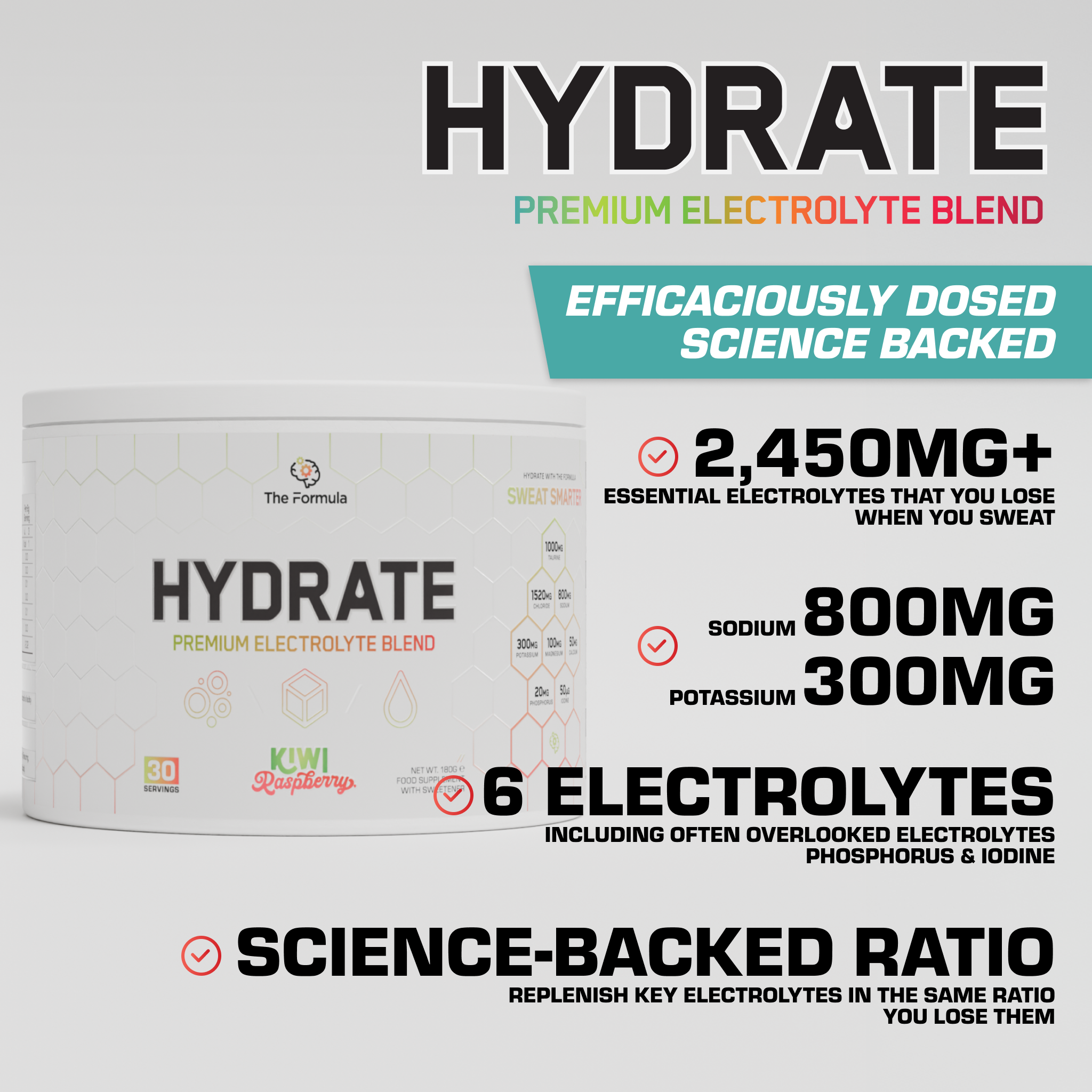 HYDRATE Tub | Comprehensive Electrolytes (30x Servings)