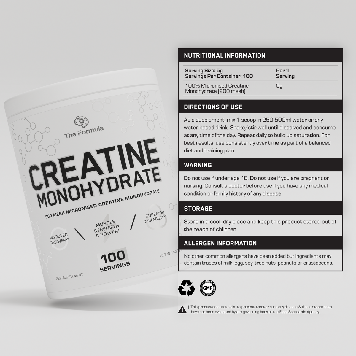 Creatine Monohydrate (100% Micronised, Unflavoured)